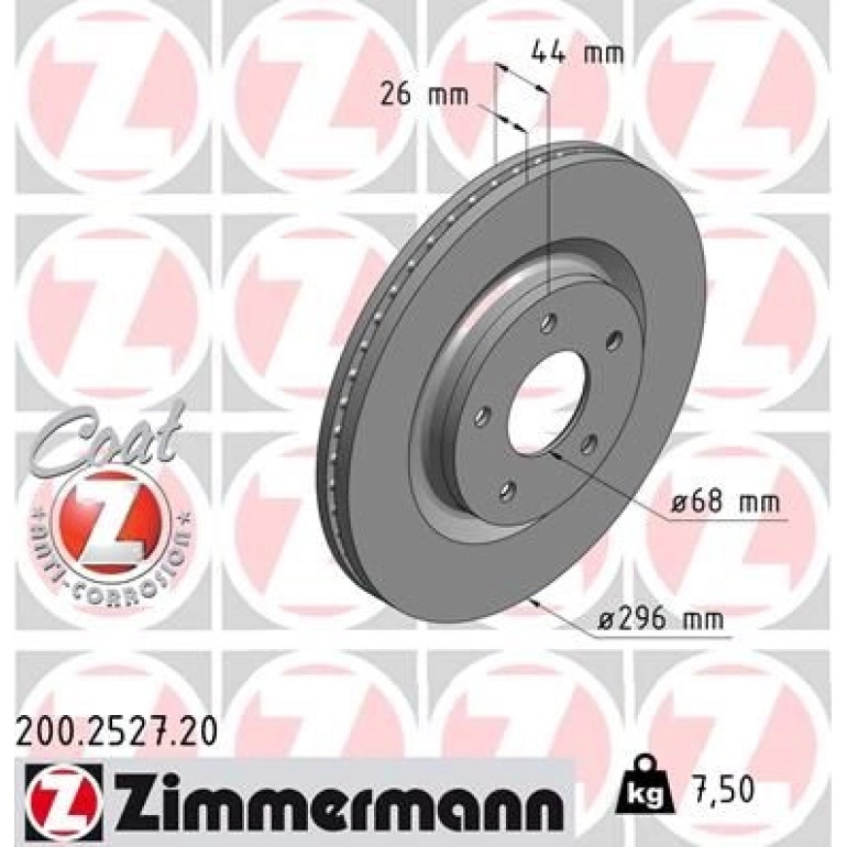 ZIMMERMANN Bremsscheibe 200.2527.20 ZIMMERMANN Bremsscheibe 200.2527.20