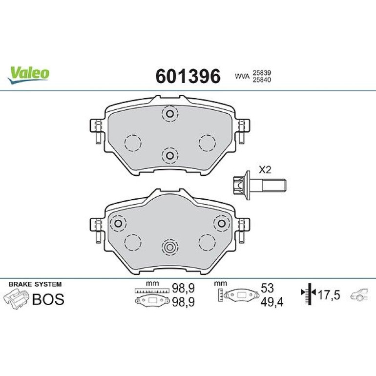 VALEO Bremsbeläge 601396 VALEO Bremsbeläge 601396