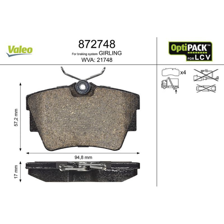 VALEO Bremsbeläge 872748 VALEO Bremsbeläge 872748