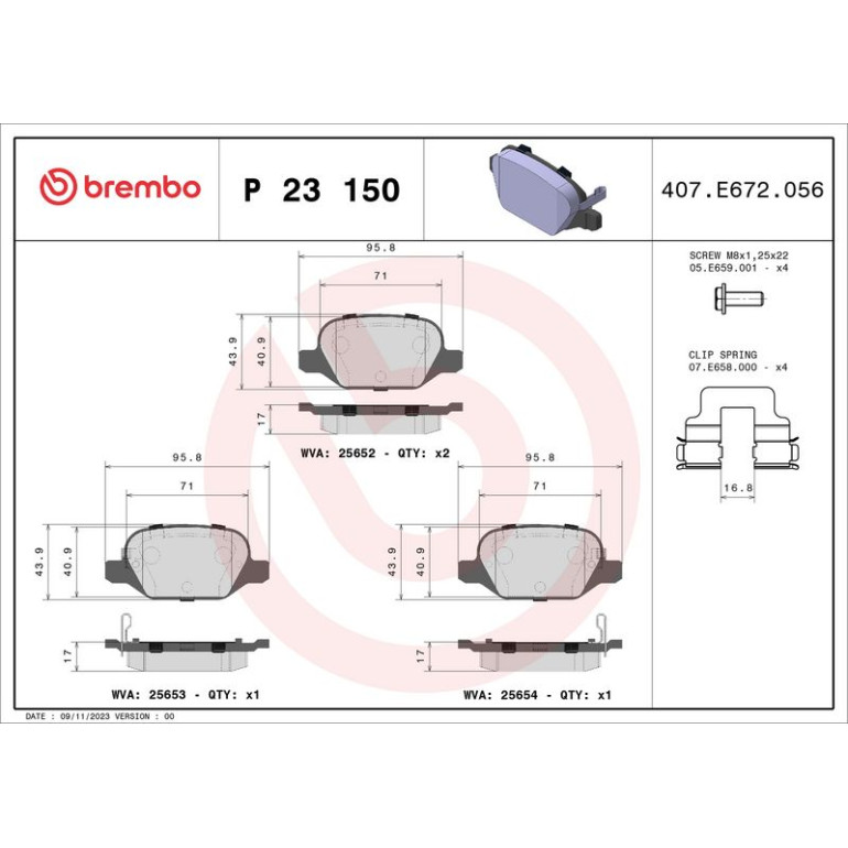 BREMBO Bremsklötze HA P 23 150 BREMBO Bremsklötze HA P 23 150
