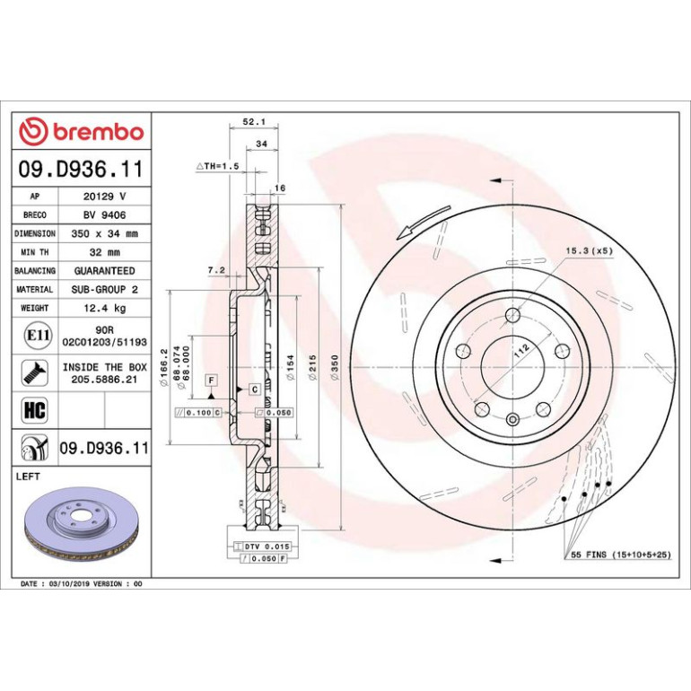 Bremsscheibe VA li 09.D936.11 Bremsscheibe VA li 09.D936.11
