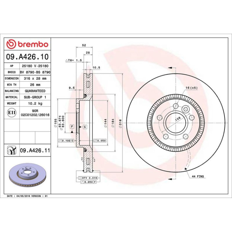 76 481 030 Bremsscheibe VA 09.A426.11 76 481 030 Bremsscheibe VA 09.A426.11