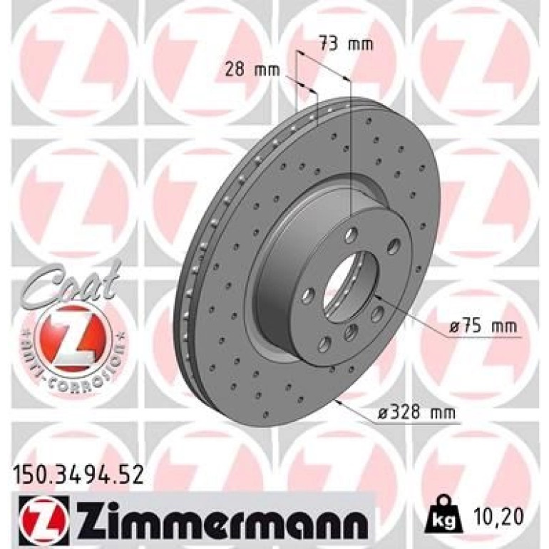 11 481 077 Sport Bremsscheibe VA Sport 150.3494.52 11 481 077 Sport Bremsscheibe VA Sport 150.3494.52