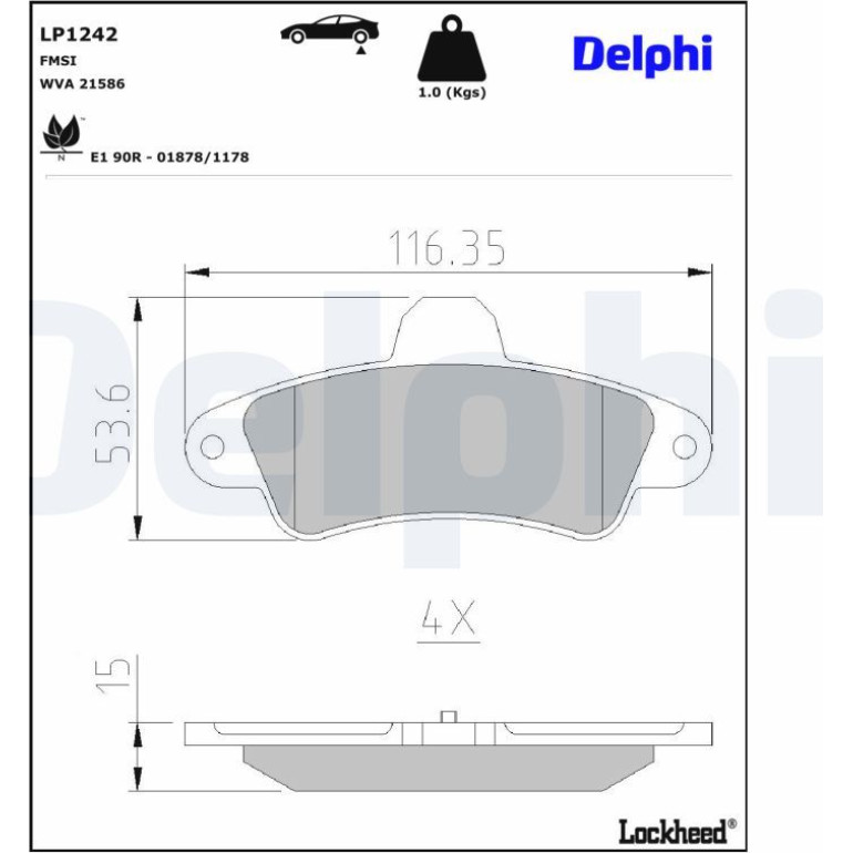 DELPHI Bremsbeläge LP1242 DELPHI Bremsbeläge LP1242