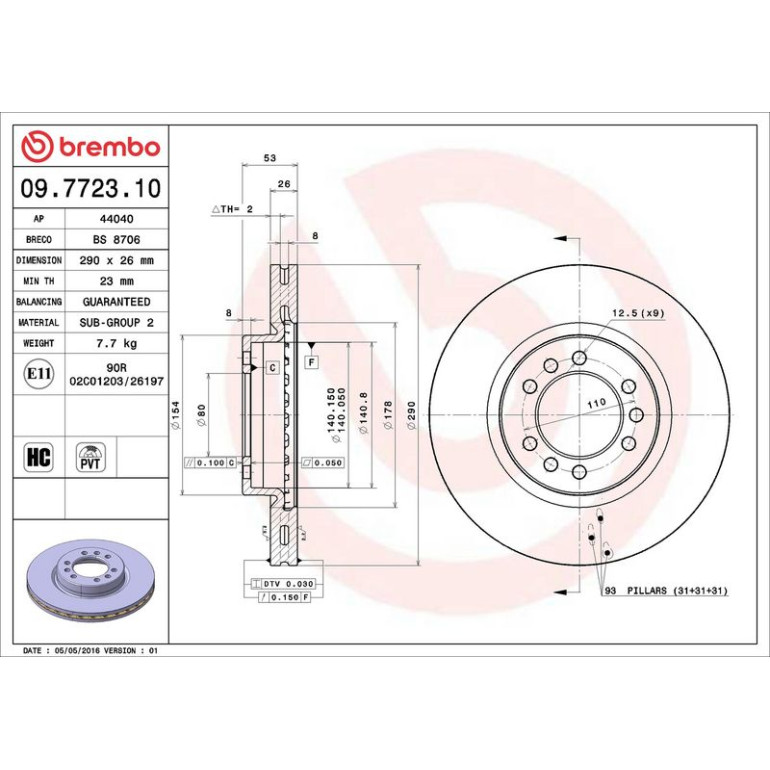 40 481 060 Bremsscheibe VA 09.7723.10 40 481 060 Bremsscheibe VA 09.7723.10