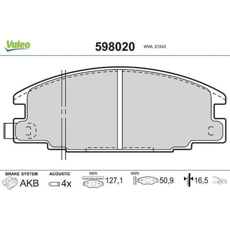 VALEO Bremsbeläge 598020 VALEO Bremsbeläge 598020