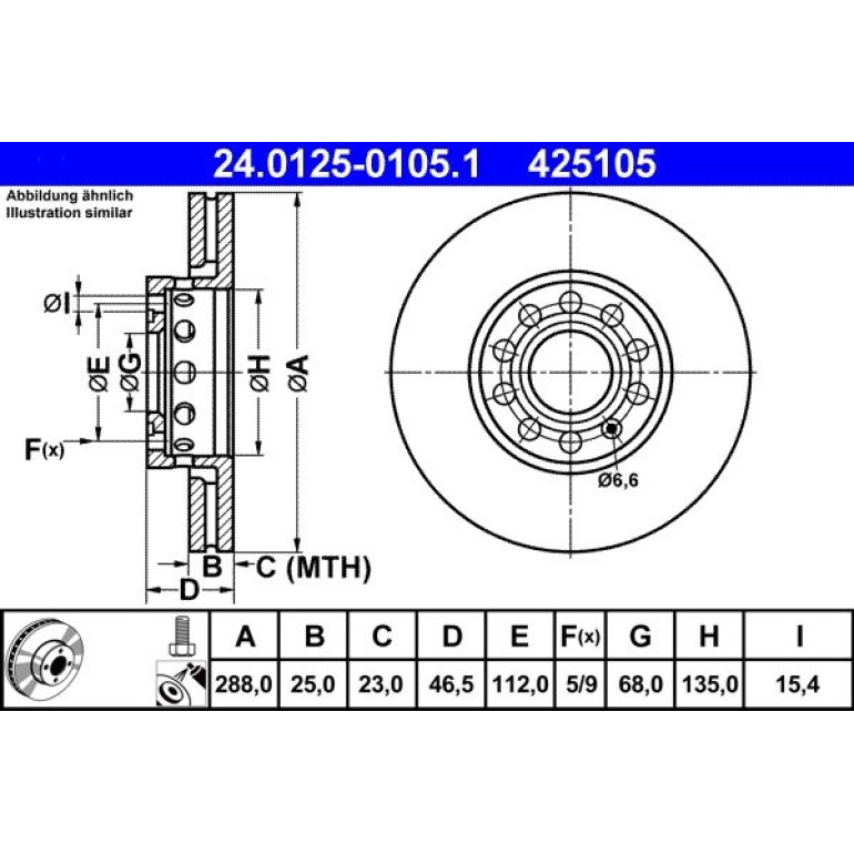 Bremsscheibe Vw S. A100/A4/A6/Passat 96-/A8 99 24.0125-0105.1 Bremsscheibe Vw S. A100/A4/A6/Passat 96-/A8 99 24.0125-0105.1