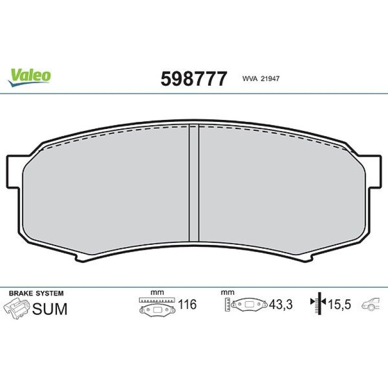 VALEO Bremsbeläge 598777 VALEO Bremsbeläge 598777