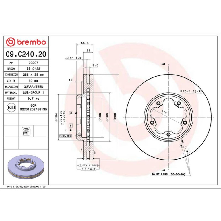 Bremsscheibe VA 09.C240.20 Bremsscheibe VA 09.C240.20