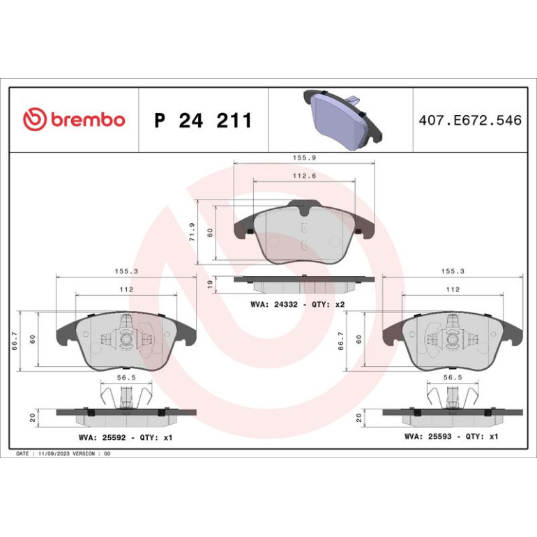 BREMBO Bremsklötze VA P 24 211 BREMBO Bremsklötze VA P 24 211