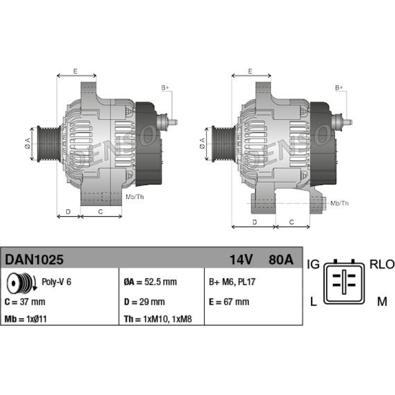 DENSO Generator DAN1025 DENSO Generator DAN1025