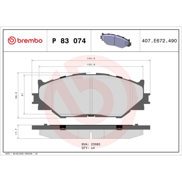 BREMBO Bremsklötze VA P 83 074 BREMBO Bremsklötze VA P 83 074