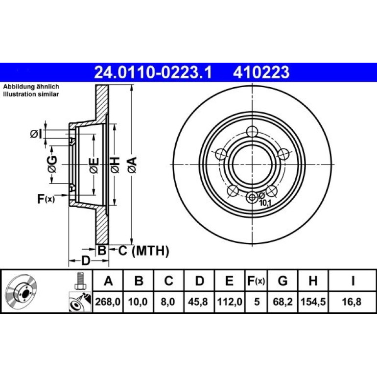 Bremsscheibe Vw T. Sharan 95-10 24.0110-0223.1 Bremsscheibe Vw T. Sharan 95-10 24.0110-0223.1