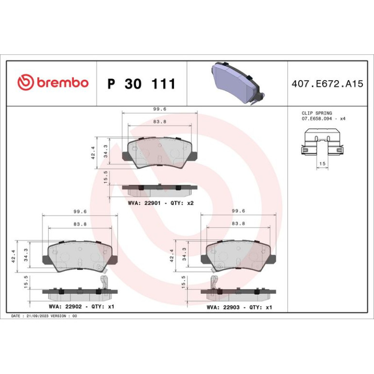 BREMBO Bremsklötze HA P 30 111 BREMBO Bremsklötze HA P 30 111