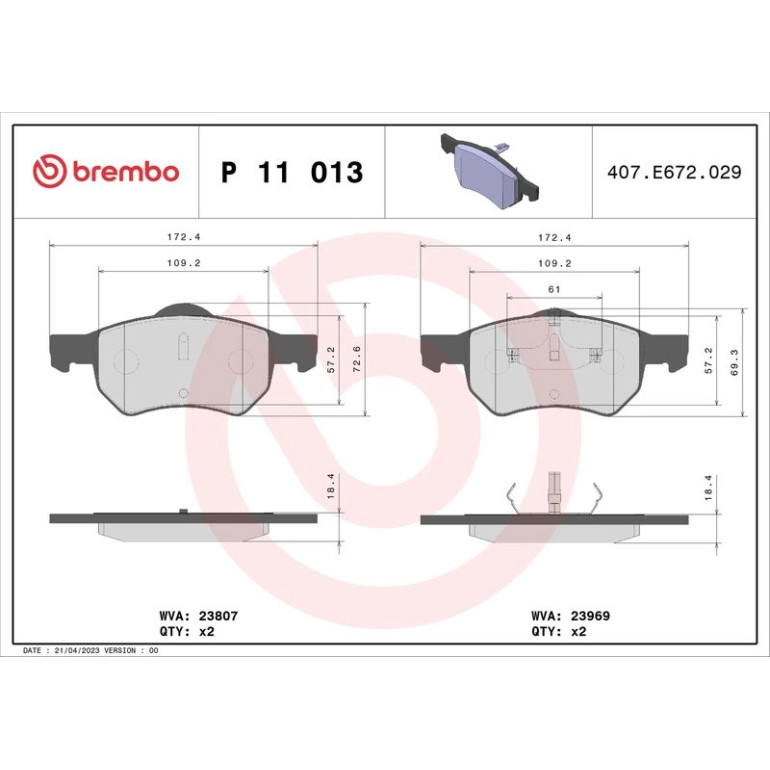 BREMBO Bremsklötze VA P 11 013 BREMBO Bremsklötze VA P 11 013