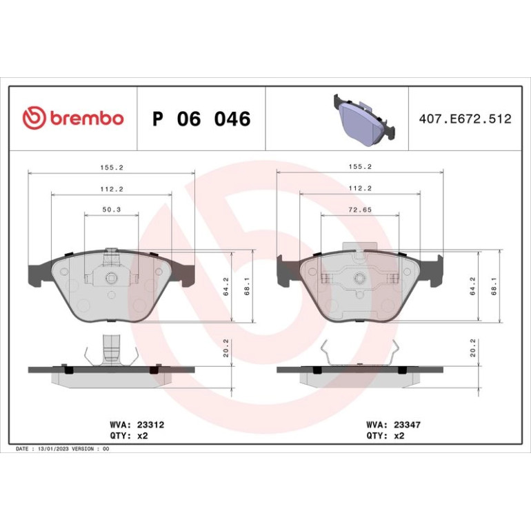 BREMBO Bremsklötze VA P 06 046 BREMBO Bremsklötze VA P 06 046