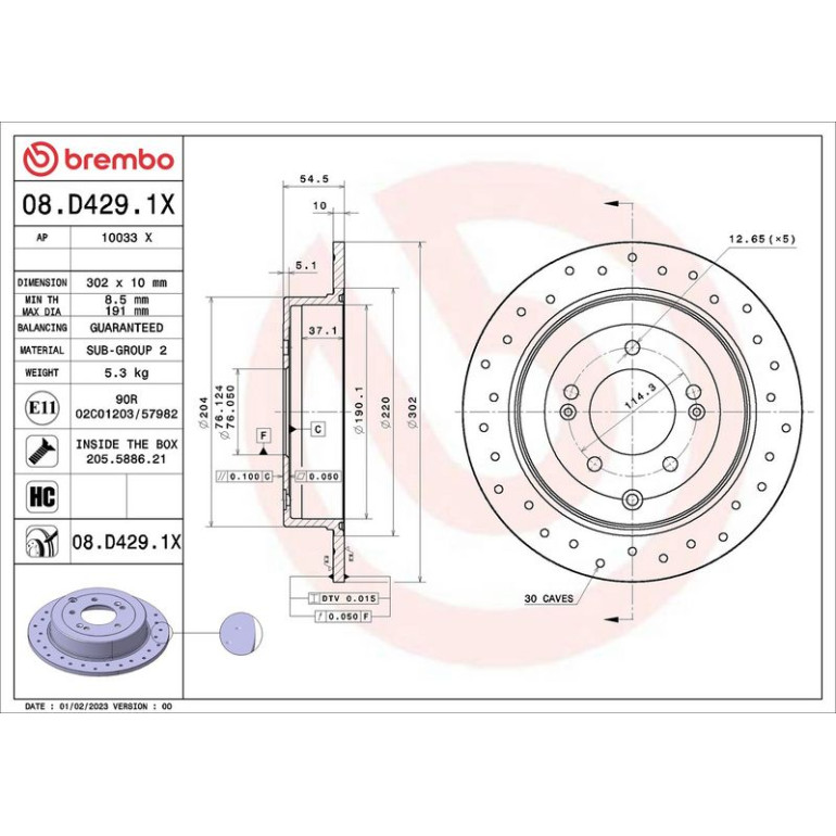 Bremsscheibe HA Xtra 08.D429.1X Bremsscheibe HA Xtra 08.D429.1X