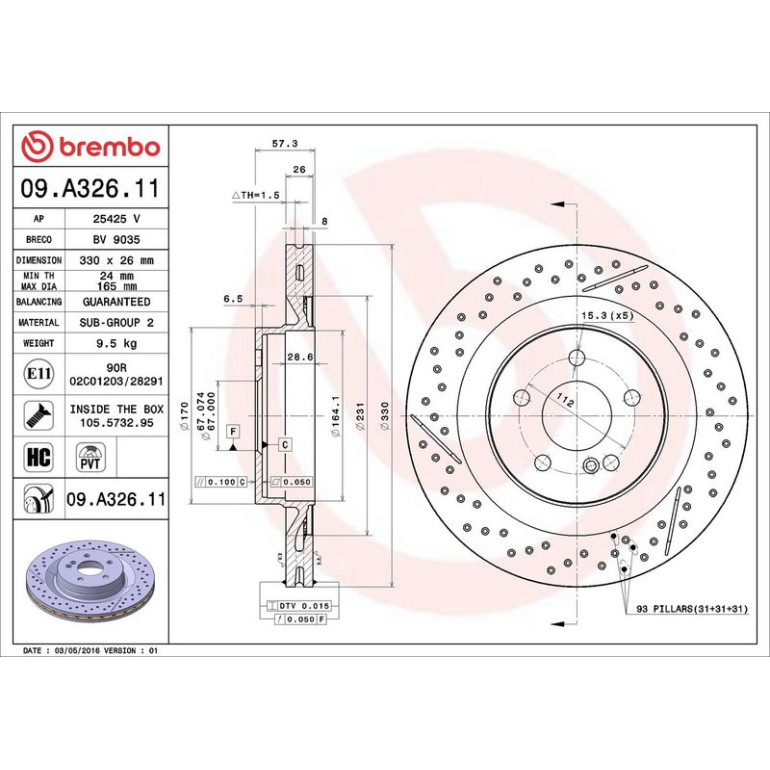 15 482 085 Bremsscheibe HA 09.A326.11 15 482 085 Bremsscheibe HA 09.A326.11