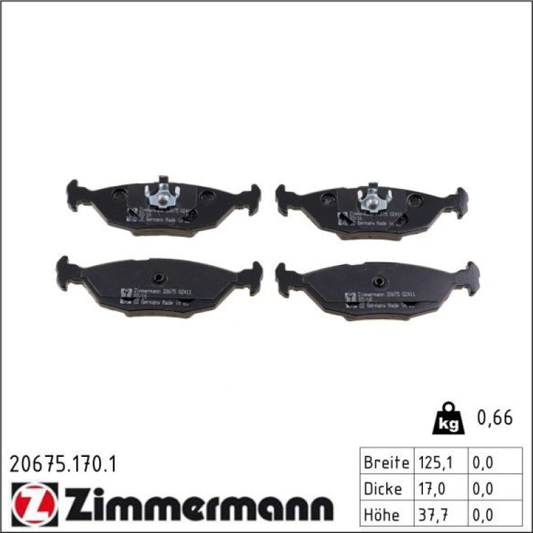 ZIMMERMANN Bremsbeläge 20675.170.1 ZIMMERMANN Bremsbeläge 20675.170.1
