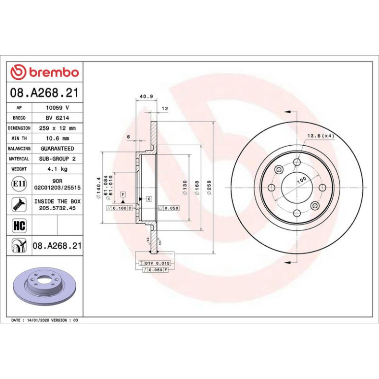 Bremsscheibe VA 08.A268.21 Bremsscheibe VA 08.A268.21