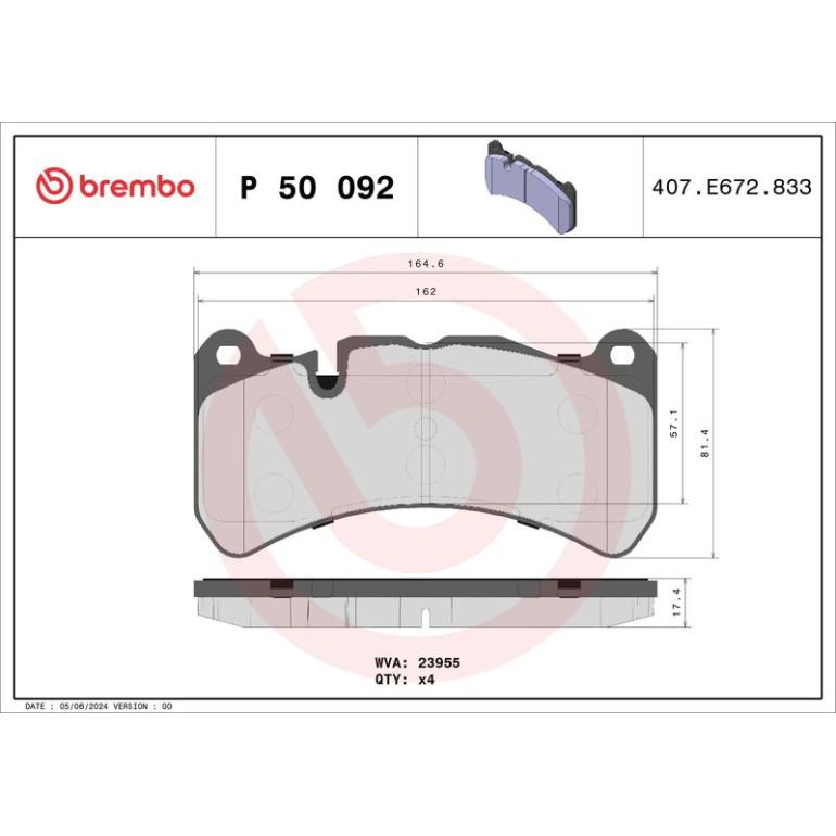 BREMBO Bremsklötze VA P 50 092 BREMBO Bremsklötze VA P 50 092