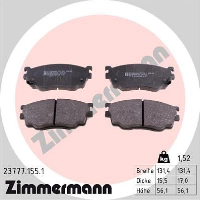 ZIMMERMANN Bremsbeläge 23777.155.1 ZIMMERMANN Bremsbeläge 23777.155.1