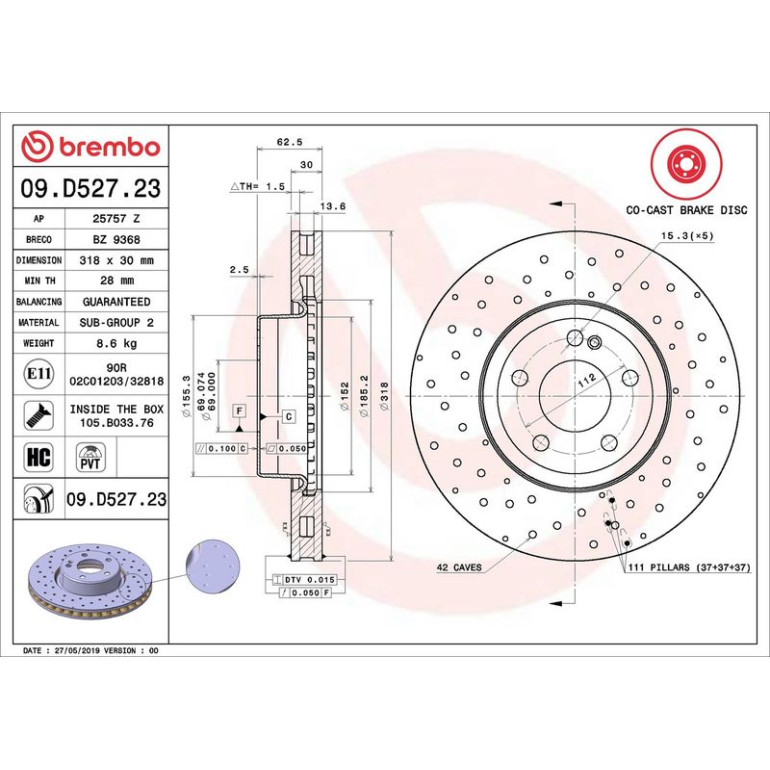 Bremsscheibe VA Co-Cast 09.D527.23
