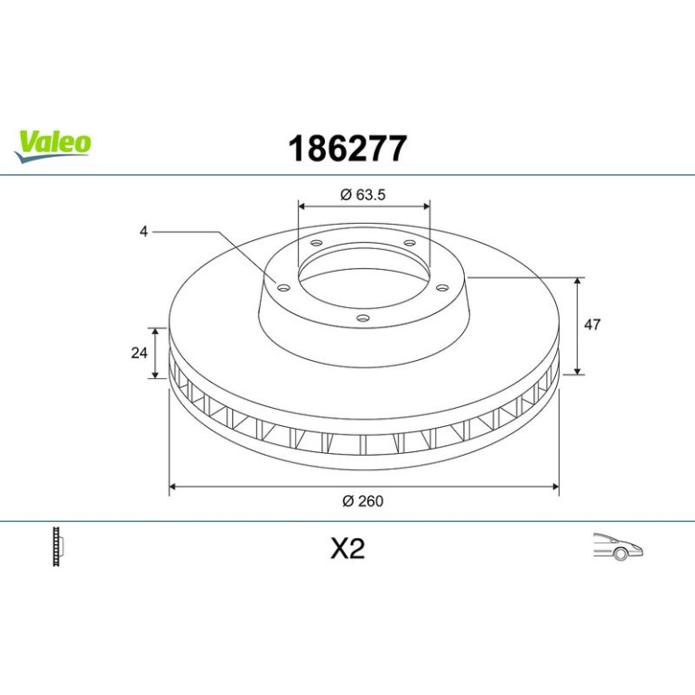 VALEO Bremsscheibe 186277 VALEO Bremsscheibe 186277