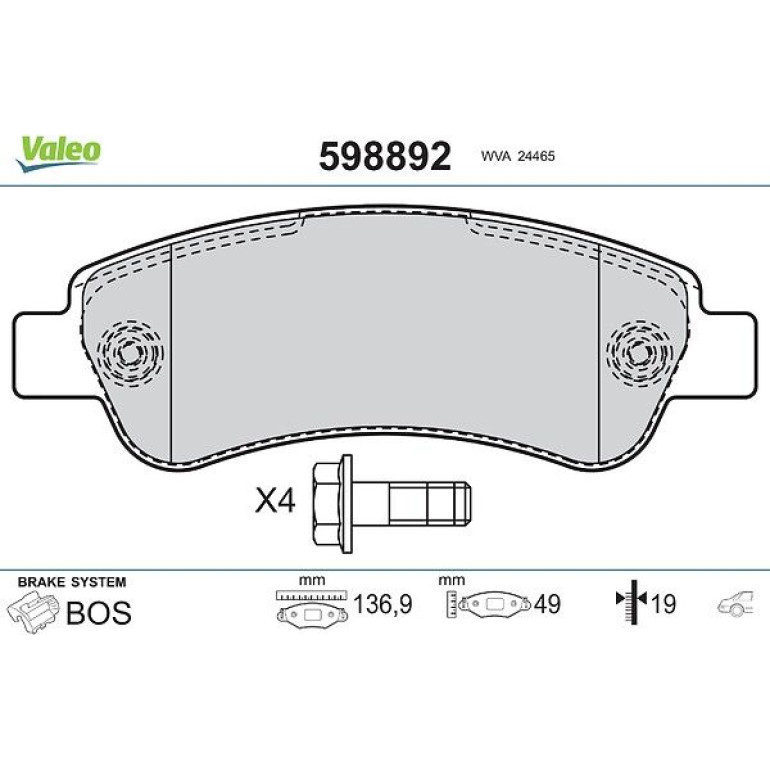 VALEO Bremsbeläge 598892 VALEO Bremsbeläge 598892