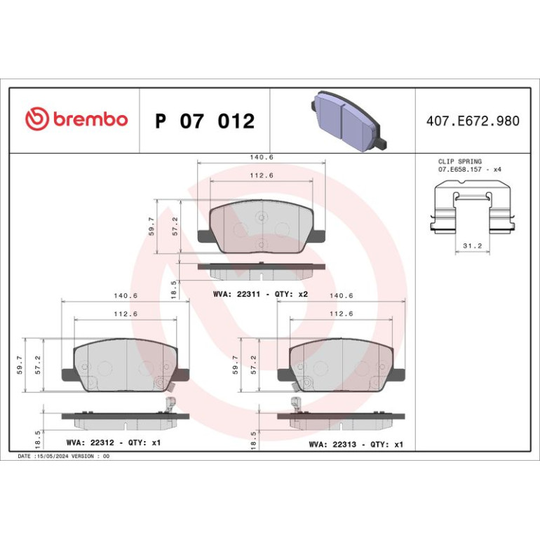 BREMBO Bremsklötze VA P 07 012 BREMBO Bremsklötze VA P 07 012