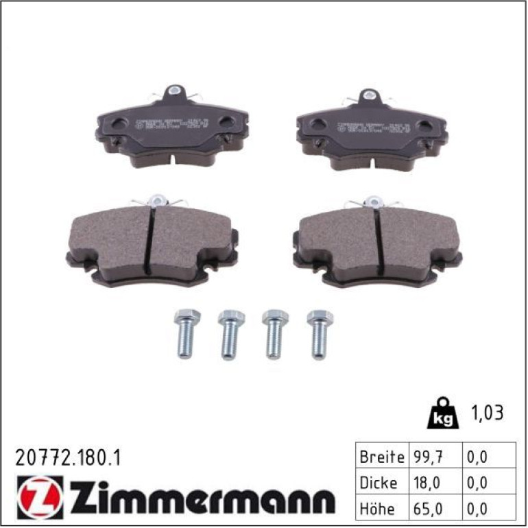 ZIMMERMANN Bremsbeläge 20772.180.1 ZIMMERMANN Bremsbeläge 20772.180.1