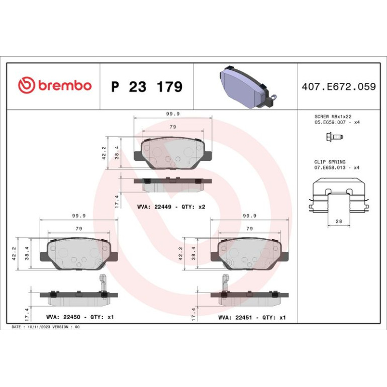 BREMBO Bremsklötze HA P 23 179 BREMBO Bremsklötze HA P 23 179