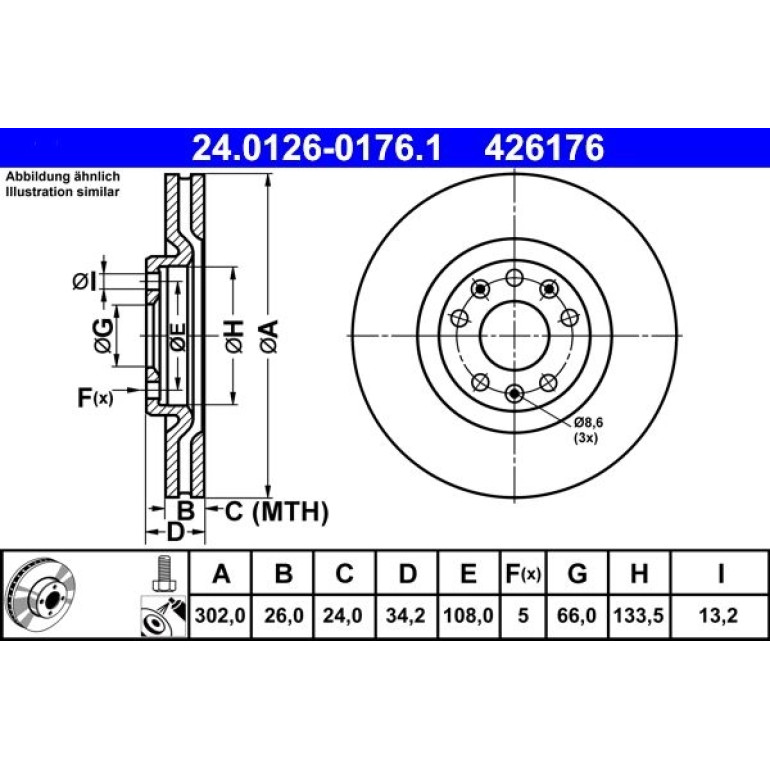 Bremsscheibe Peugeot P. Rcz 1.6 16V/2.0 Hdi 10 24.0126-0176.1