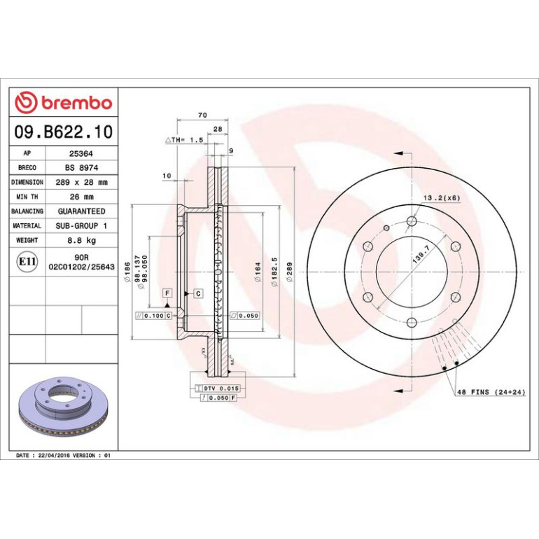 83 481 054 Bremsscheibe VA 09.B622.10 83 481 054 Bremsscheibe VA 09.B622.10