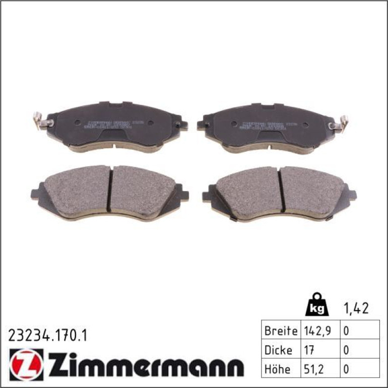 ZIMMERMANN Bremsbeläge 23234.170.1 ZIMMERMANN Bremsbeläge 23234.170.1