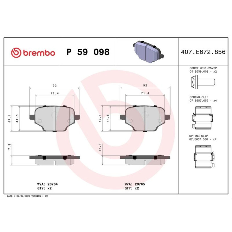 BREMBO Bremsklötze HA P 59 098 BREMBO Bremsklötze HA P 59 098