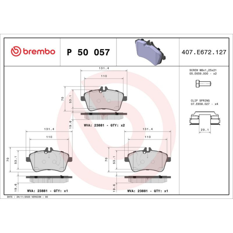 BREMBO Bremsklötze VA P 50 057 BREMBO Bremsklötze VA P 50 057