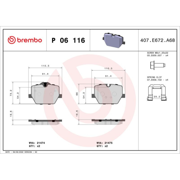 BREMBO Bremsklötze HA P 06 116