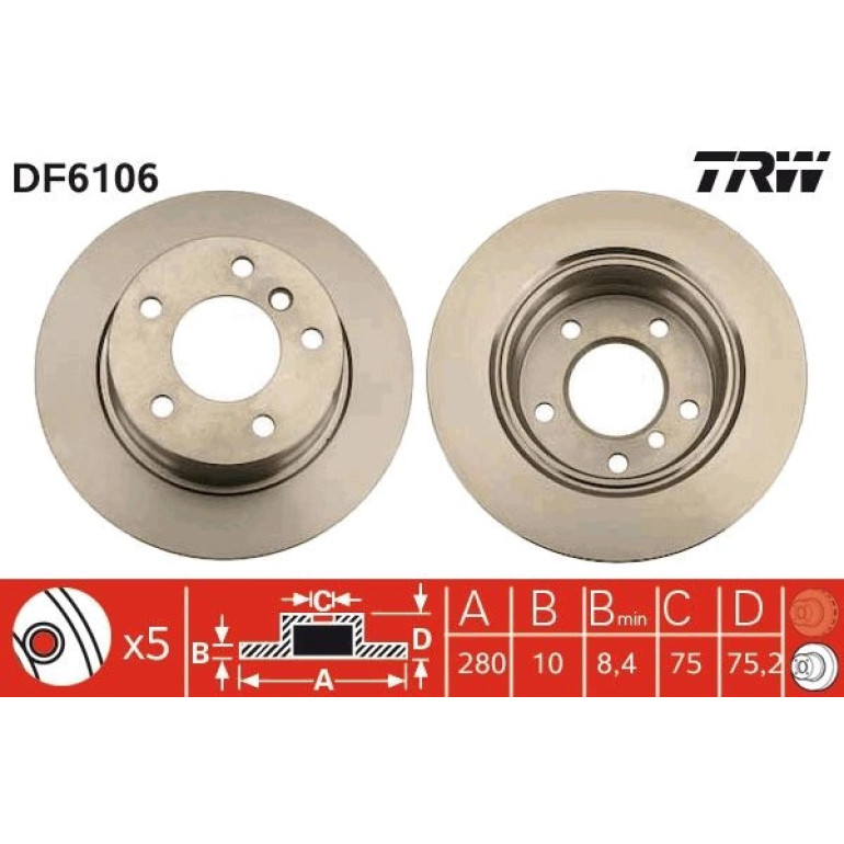TRW Bremsscheibe DF6106 TRW Bremsscheibe DF6106