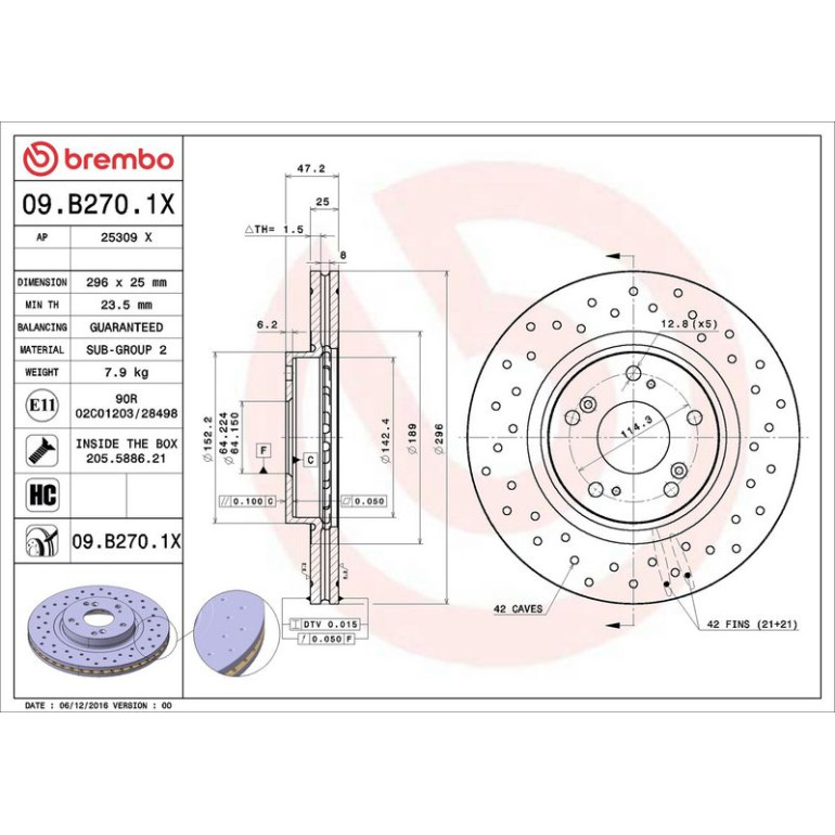 Bremsscheibe VA Xtra 09.B270.1X Bremsscheibe VA Xtra 09.B270.1X