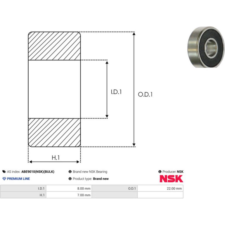 AS-PL Lager ABE9010 (NSK) (BULK) AS-PL Lager ABE9010 (NSK) (BULK)