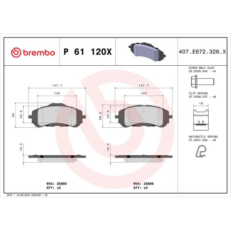 BREMBO Bremsklötze XTRA VA P 61 120X BREMBO Bremsklötze XTRA VA P 61 120X