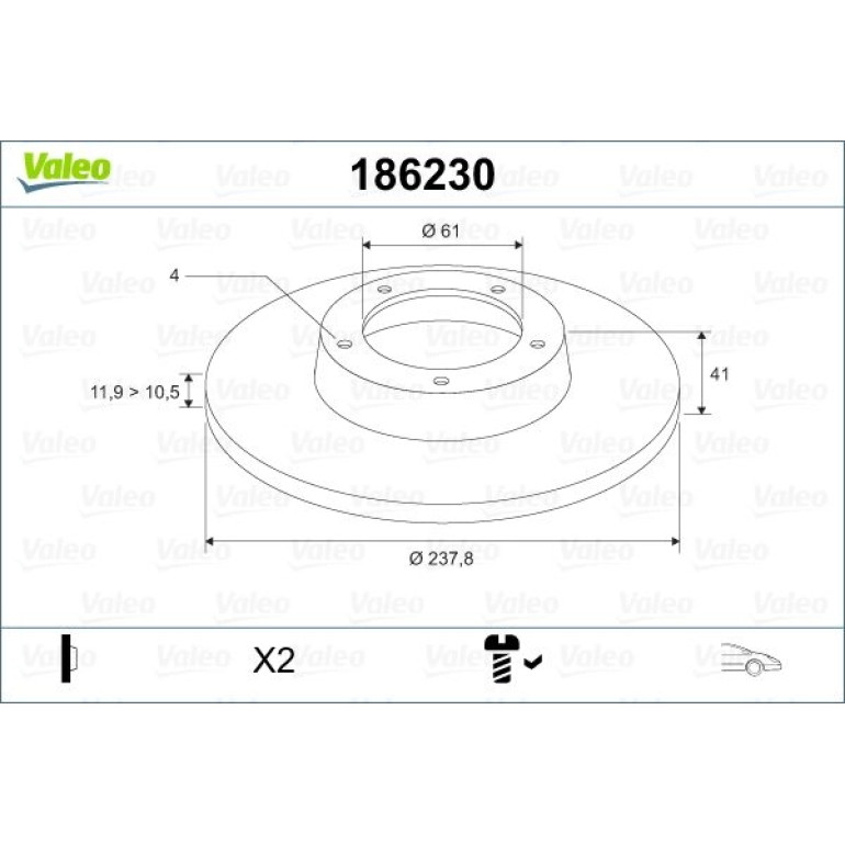 VALEO Bremsscheibe 186230 VALEO Bremsscheibe 186230