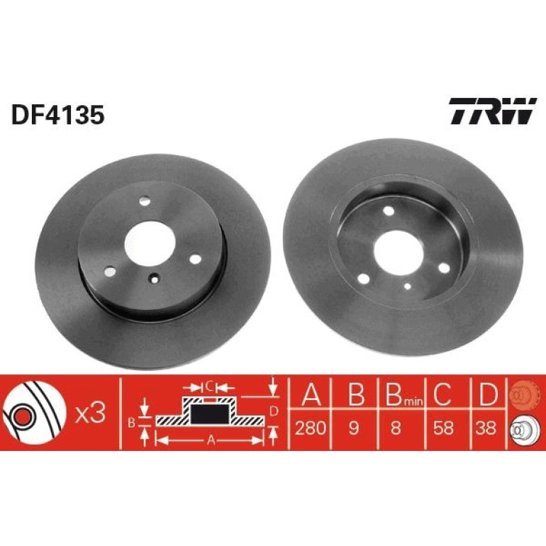 Bremsscheibe Smart P. Fortwo 07 DF4135 Bremsscheibe Smart P. Fortwo 07 DF4135