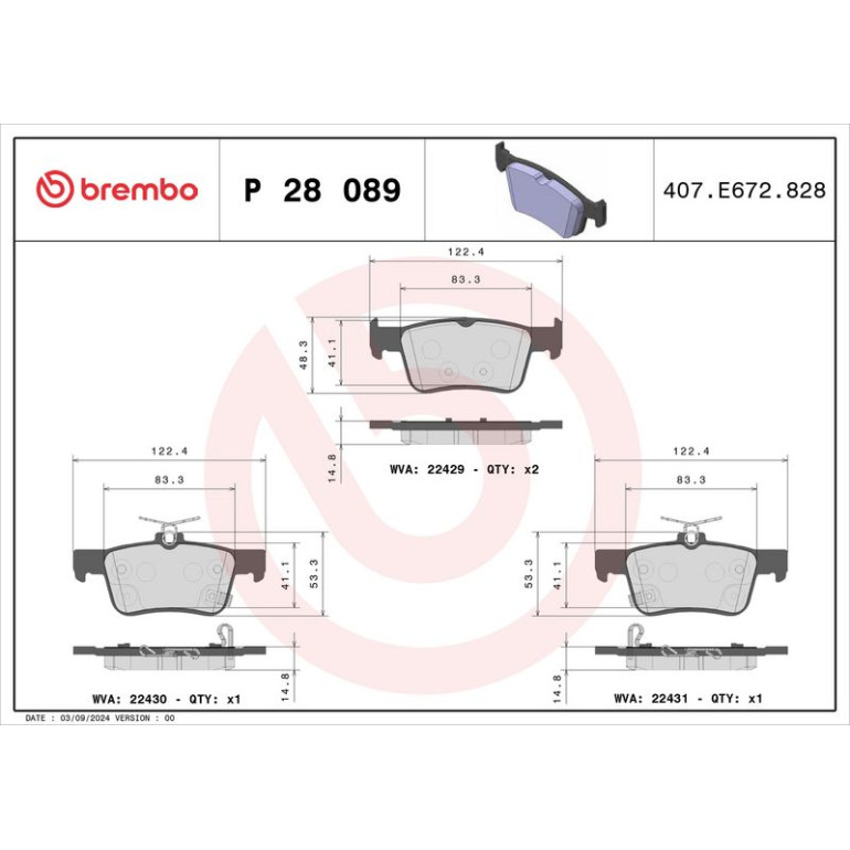 BREMBO Bremsklötze HA P 28 089 BREMBO Bremsklötze HA P 28 089