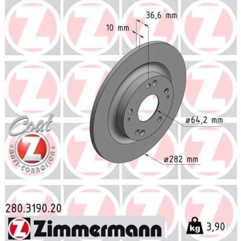 ZIMMERMANN Bremsscheibe 280.3190.20 ZIMMERMANN Bremsscheibe 280.3190.20