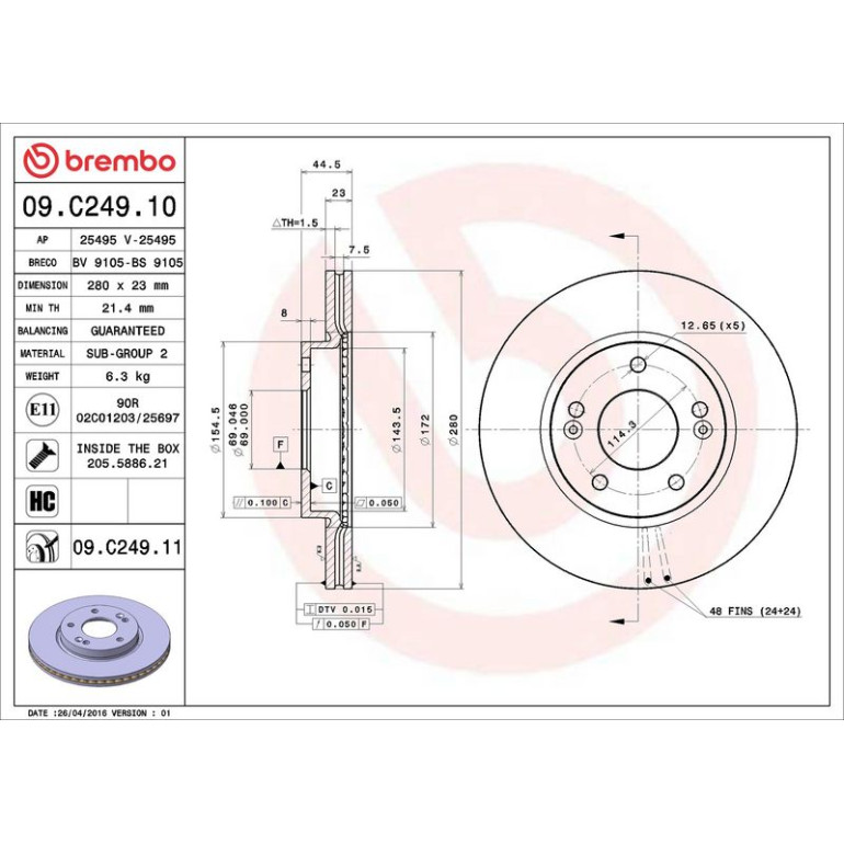 80 481 044 Bremsscheibe VA 09.C249.11
