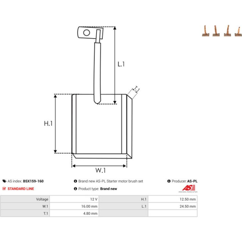 Kohlebürste, Starter BSX159-160 Kohlebürste, Starter BSX159-160