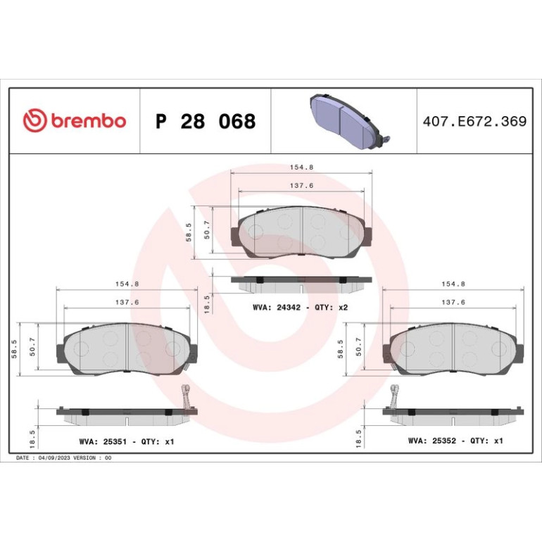 BREMBO Bremsklötze VA P 28 068 BREMBO Bremsklötze VA P 28 068