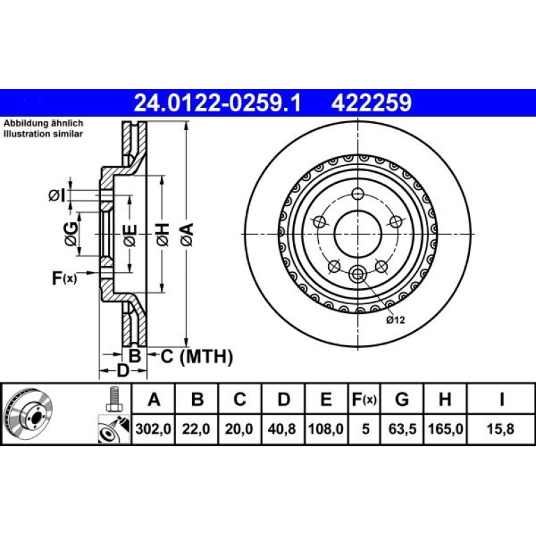 Bremsscheibe Volvo T. S60/S80/V60/V70/Xc70 06 24.0122-0259.1 Bremsscheibe Volvo T. S60/S80/V60/V70/Xc70 06 24.0122-0259.1